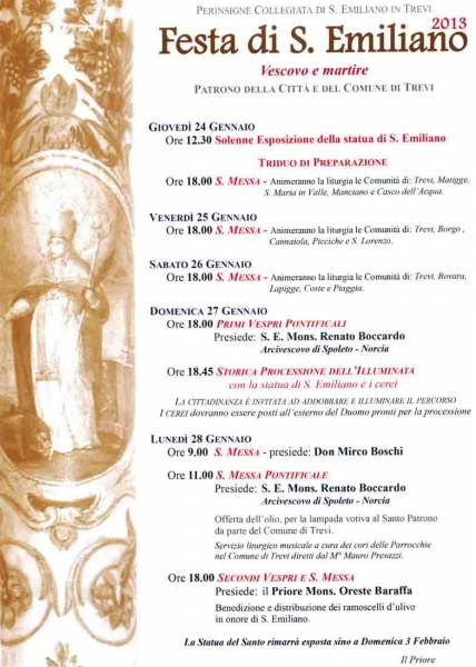 Il programma della Festa di Sant'Emiliano